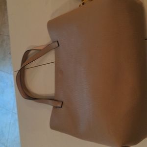 Vegan leather reversible tote blush/beige